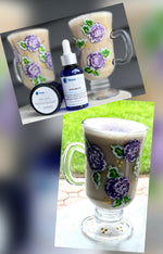 Load image into Gallery viewer, Hand painted Purple Bloom Pedestal Mug
